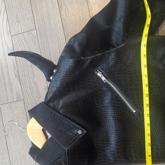 Men's Crocodile Pattern Vegan Leather Jacket with Magnetic Horns -NWT size S - Picture 8 of 8